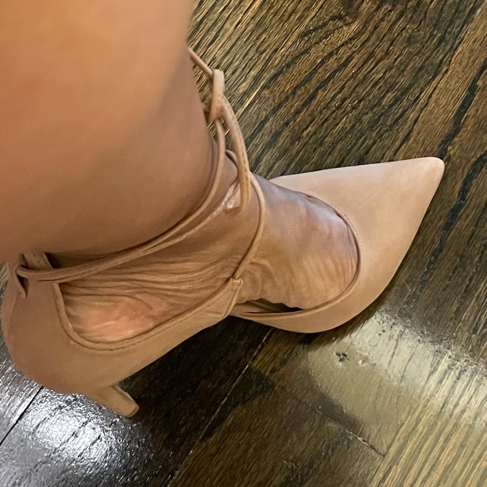 Tan strapped Steve Madden heels
